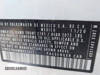 2021 Volkswagen Jetta S with VIN 3VWC57BU8MM021217, listed as a IAAI auction lot 42073922 with 84,224 mi miles and . Bid and sale history available at DreamBid. Image 9.