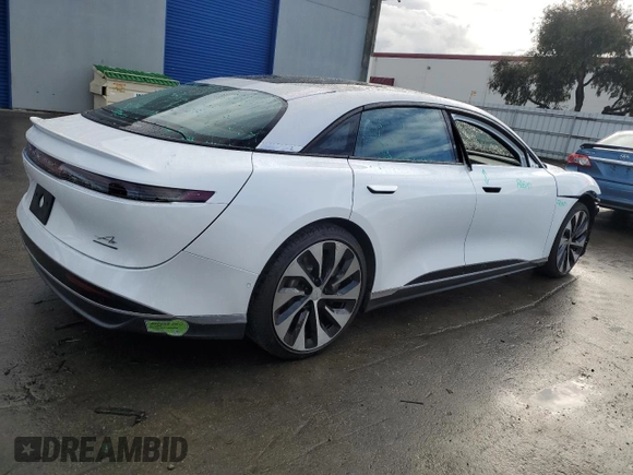 2022 Lucid Air Grand Touring with VIN 50EA1GBA8NA005976, listed as a Copart auction lot 44187195 with 1,302 mi miles and Salvage Title. Bid and sale history available at carsss.com. Image 3.