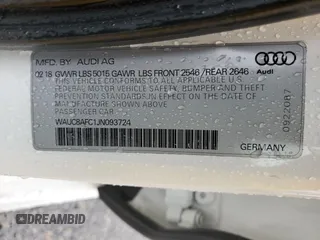 2018 Audi A6 Premium with VIN WAUC8AFC1JN093724, listed as a Copart auction lot 44859923 with 47,650 mi miles. Bid and sale history available at carsss.com. Image 14.