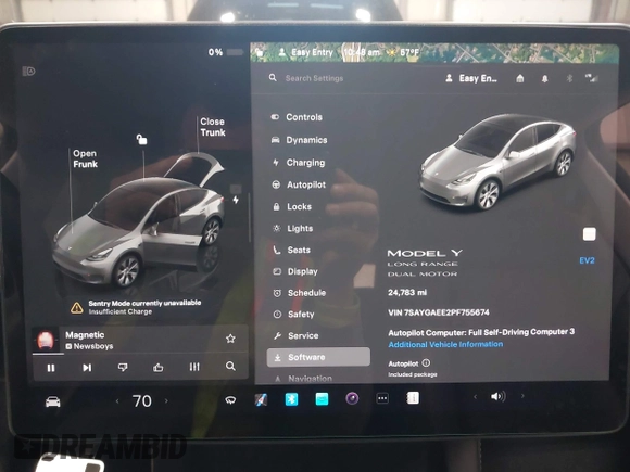 2023 Tesla Model Y Long Range with VIN 7SAYGAEE2PF755674, listed as a IAAI auction lot 41890025 with 24,783 mi miles and . Bid and sale history available at DreamBid. Image 7.