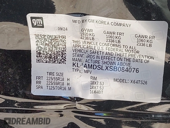 2025 Buick Encore GX Sport Touring with VIN KL4AMDSLXSB084076, listed as a IAAI auction lot 42363340 with Not provided miles and . Bid and sale history available at DreamBid. Image 9.