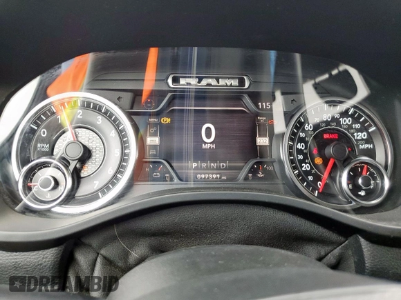 2021 Ram 1500 Lone Star with VIN 1C6RREFT3MN574412, listed as a Copart auction lot 65439215 with 97,391 mi miles and Salvage title. Bid and sale history available at DreamBid. Image 9.