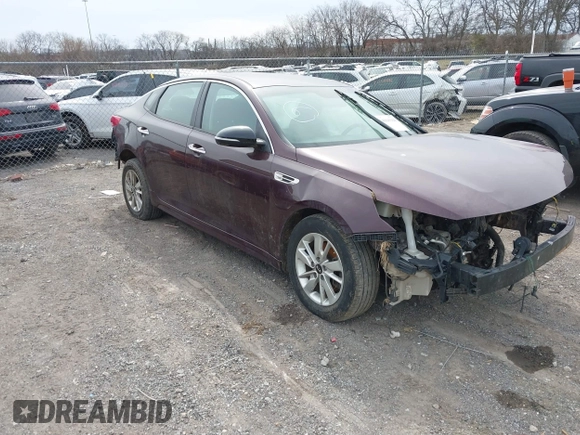 2018 Kia Optima LX z VIN 5XXGT4L30JG185640, wystawiony jako IAAI lot #41645104 z przebiegiem Nie podano mil oraz . Historia ofert i sprzedaży dostępna na DreamBid. Obrazek 1.