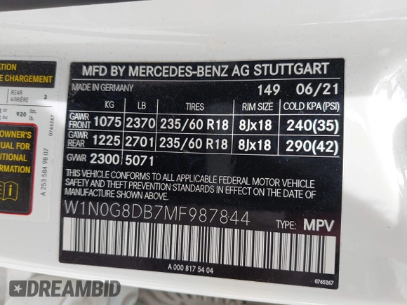 2021 Mercedes-Benz GLC 300 z VIN W1N0G8DB7MF987844, wystawiony jako IAAI lot #42460202 z przebiegiem 39 784 mil mil oraz . Historia ofert i sprzedaży dostępna na DreamBid. Obrazek 9.