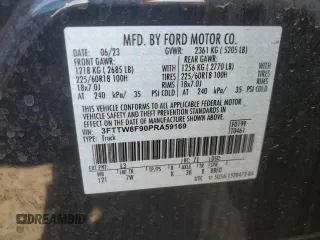 2023 Ford Maverick XL with VIN 3FTTW8F90PRA59169, listed as a Copart auction lot 54540865 with 21,769 mi miles and Salvage title. Bid and sale history available at DreamBid. Image 12.