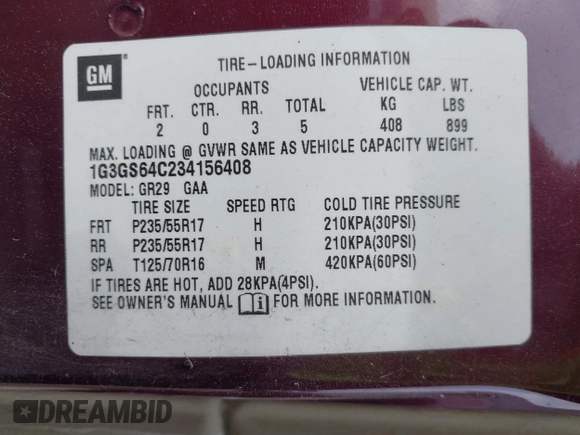 2003 Oldsmobile Aurora z VIN 1G3GS64C234156408, wystawiony jako IAAI lot #41807651 z przebiegiem 146 136 mil mil oraz . Historia ofert i sprzedaży dostępna na DreamBid. Obrazek 9.
