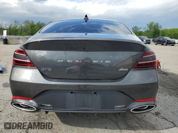 2024 Genesis G70 2.5T with VIN KMTG34SCXRU141623, listed as a Copart auction lot 55944715 with 25,318 mi miles and Salvage title. Bid and sale history available at DreamBid. Image 6.