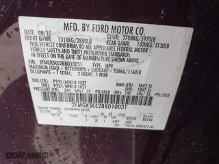 2011 Ford Flex SEL with VIN 2FMGK5CC2BBD10031, listed as a IAAI auction lot 41916712 with 172,990 mi miles. Bid and sale history available at carsss.com. Image 9.