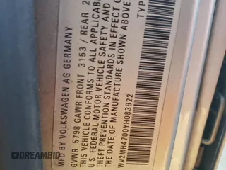 2000 Volkswagen EuroVan с VIN WV2MH4700YH083922, выставлен на аукционе Copart как лот 44274825 с пробегом 159 931 миль миль и Чистый • Clean title. История ставок и продаж доступна на DreamBid. Изображение 13.