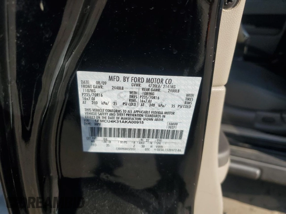 2010 Ford Escape Hybrid z VIN 1FMCU4K31AKA00915, wystawiony jako Copart lot #43911725 z przebiegiem 92 763 mil mil oraz Szkoda całkowita • Salvage title. Historia ofert i sprzedaży dostępna na DreamBid. Obrazek 13.