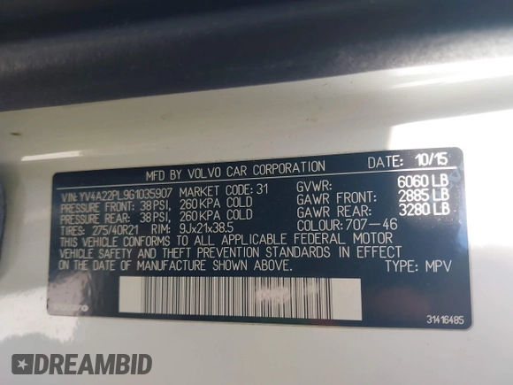 2016 Volvo XC90 T6 Inscription with VIN YV4A22PL9G1035907, listed as a IAAI auction lot 42015182 with 72,801 mi miles and . Bid and sale history available at DreamBid. Image 9.