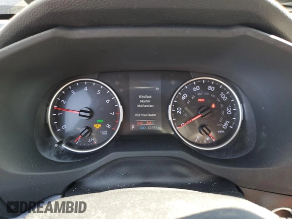 2019 Toyota RAV4 XLE with VIN JTMW1RFV8KD012701, listed as a Copart auction lot 54642105 with 25,747 mi miles and Salvage Title. Bid and sale history available at carsss.com. Image 9.