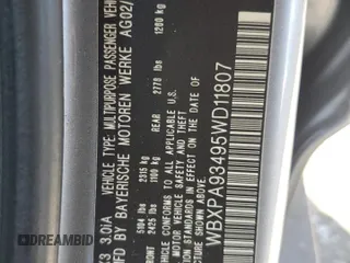 2005 BMW X3 3.0i with VIN WBXPA93495WD11807, listed as a Copart auction lot 58257665 with 207,752 mi miles and Salvage title. Bid and sale history available at DreamBid. Image 13.