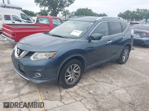 2014 Nissan Rogue SL with VIN 5N1AT2MV5EC809458, listed as a IAAI auction lot 41990143 with 127,479 mi miles. Bid and sale history available at carsss.com. Image 2.