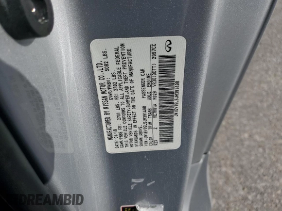 2018 Infiniti Q60 Luxe with VIN JN1EV7EL5JM391498, listed as a Copart auction lot 38105343 with 24,975 mi miles and . Bid and sale history available at DreamBid. Image 14.