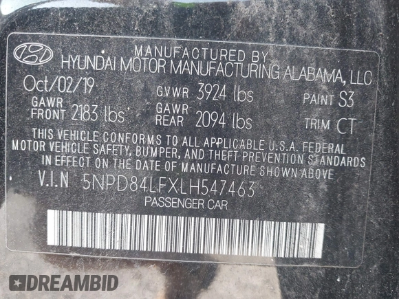 2020 Hyundai Elantra SEL with VIN 5NPD84LFXLH547463, listed as a IAAI auction lot 42589073 with 72,554 mi miles and . Bid and sale history available at DreamBid. Image 9.