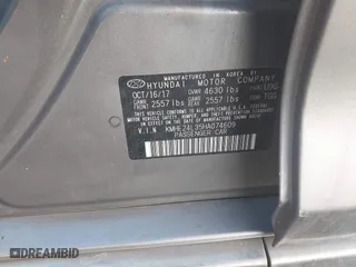 2017 Hyundai Sonata Hybrid SE with VIN KMHE24L35HA074609, listed as a IAAI auction lot 41177631 with 109,259 mi miles. Bid and sale history available at carsss.com. Image 9.