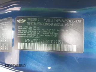 2003 MINI Hardtop S z VIN WMWRE33433TD72153, wystawiony jako IAAI lot #41601153 z przebiegiem 185 286 mil mil oraz . Historia ofert i sprzedaży dostępna na DreamBid. Obrazek 9.
