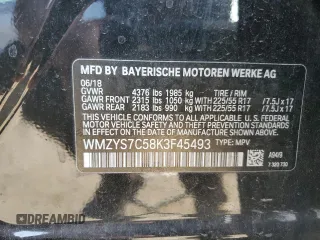 2019 MINI Countryman Cooper with VIN WMZYS7C58K3F45493, listed as a Copart auction lot 72711804 with 61,900 mi miles and Salvage Title. Bid and sale history available at carsss.com. Image 13.