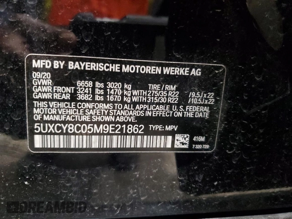 2021 BMW X6 M50i with VIN 5UXCY8C05M9E21862, listed as a Copart auction lot 86329064 with 0 mi miles and Salvage Title. Bid and sale history available at carsss.com. Image 15.