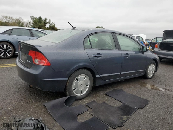 2008 Honda Civic Hybrid with VIN JHMFA36208S013492, listed as a Copart auction lot 51954115 with 176,509 mi miles and Salvage Title. Bid and sale history available at carsss.com. Image 3.