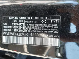 2016 Mercedes-Benz C-Class C 300 Luxury with VIN WDDWF4KBXGR145833, listed as a IAAI auction lot 42066836 with 141,253 mi miles. Bid and sale history available at carsss.com. Image 9.