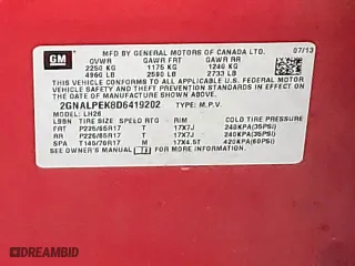 2013 Chevrolet Equinox LT with VIN 2GNALPEK8D6419202, listed as a Copart auction lot 54370595 with 117,715 mi miles and Clean Title. Bid and sale history available at carsss.com. Image 12.