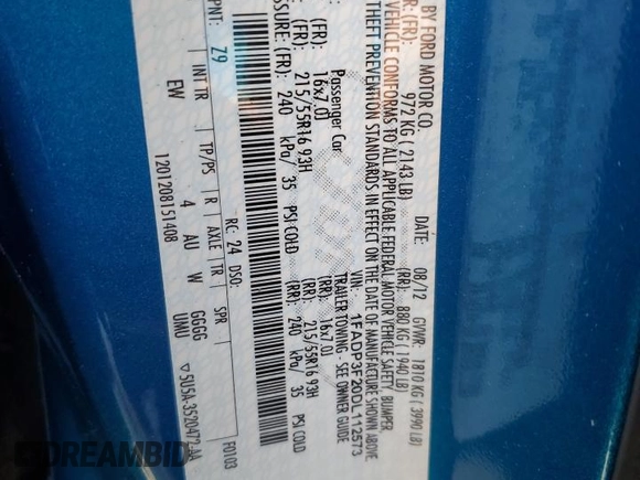 2013 Ford Focus SE with VIN 1FADP3F20DL112573, listed as a Copart auction lot 49161485 with 102,028 mi miles and Salvage Title. Bid and sale history available at carsss.com. Image 14.