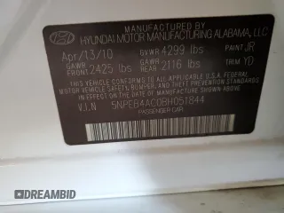 2011 Hyundai Sonata GLS with VIN 5NPEB4AC0BH051844, listed as a Copart auction lot 53667575 with 153,541 mi miles and Salvage Title. Bid and sale history available at DreamBid. Image 12.