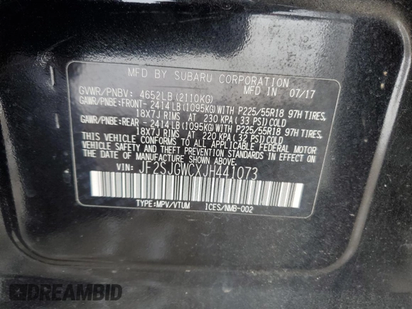 2018 Subaru Forester Touring with VIN JF2SJGWCXJH441073, listed as a Copart auction lot 46008005 with 65,516 mi miles and Salvage Title. Bid and sale history available at carsss.com. Image 16.