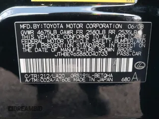 2008 Lexus GS 350 with VIN JTHBE96S880040733, listed as a IAAI auction lot 41943155 with 196,380 mi miles. Bid and sale history available at carsss.com. Image 9.