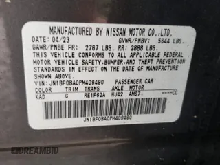 2023 Nissan ARIYA Premiere z VIN JN1BF0BA0PM409490, wystawiony jako Copart lot #49074835 z przebiegiem 3 593 mil mil oraz Szkoda całkowita • Salvage title. Historia ofert i sprzedaży dostępna na DreamBid. Obrazek 13.