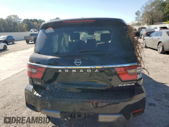 2023 Nissan Armada Platinum with VIN JN8AY2DA5P9403140, listed as a Copart auction lot 76986714 with 25,852 mi miles and Salvage Title. Bid and sale history available at carsss.com. Image 6.