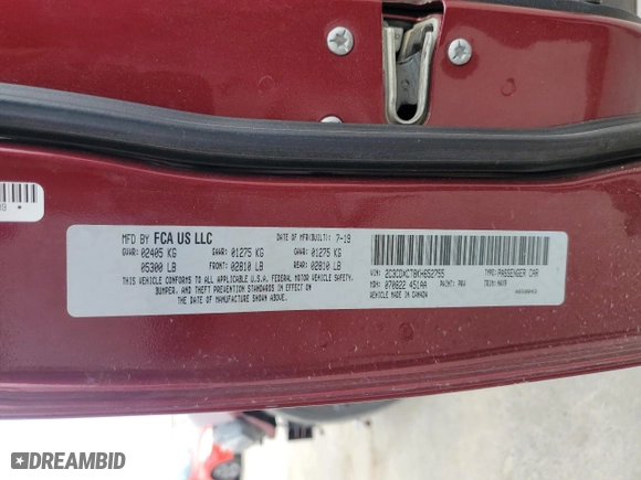 2019 Dodge Charger R/T with VIN 2C3CDXCT8KH652755, listed as a Copart auction lot 46363375 with 66,104 mi miles and Salvage Title. Bid and sale history available at carsss.com. Image 12.