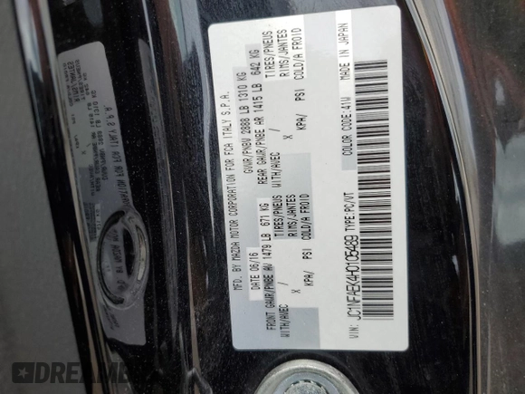 2017 FIAT 124 Spider Lusso with VIN JC1NFAEK4H0105489, listed as a Copart auction lot 62118945 with 90,490 mi miles and Clean title. Bid and sale history available at DreamBid. Image 13.