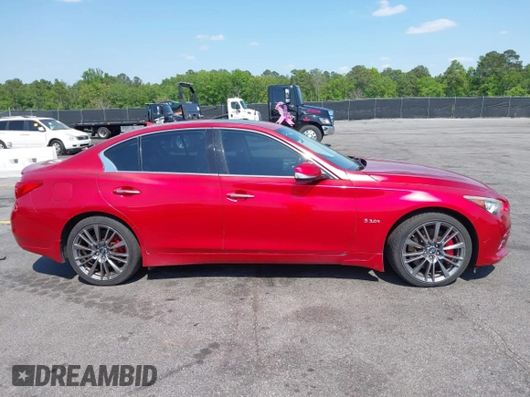 2017 Infiniti Q50 Red Sport 400 with VIN JN1FV7AR3HM870642, listed as a IAAI auction lot 42070635 with 163,848 mi miles. Bid and sale history available at carsss.com. Image 13.