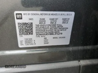 2021 Chevrolet Equinox LT z VIN 3GNAXUEV9ML371279, wystawiony jako Copart lot #55960005 z przebiegiem 54 110 mil mil oraz Szkoda całkowita • Salvage title. Historia ofert i sprzedaży dostępna na DreamBid. Obrazek 13.