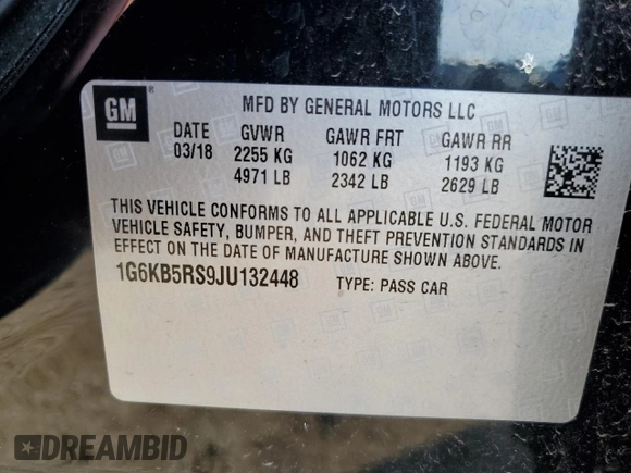 2018 Cadillac CT6 AWD z VIN 1G6KB5RS9JU132448, wystawiony jako Copart lot #56559515 z przebiegiem 109 823 mil mil oraz Szkoda całkowita • Salvage title. Historia ofert i sprzedaży dostępna na DreamBid. Obrazek 12.