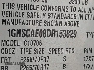 2013 Chevrolet Tahoe LS with VIN 1GNSCAE08DR153829, listed as a IAAI auction lot 42742266 with 216,821 mi miles and . Bid and sale history available at DreamBid. Image 9.