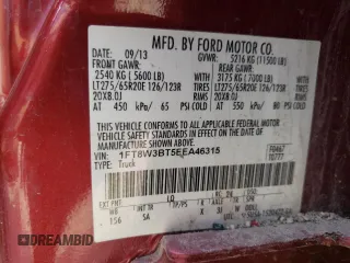 2014 Ford F-350 XLT z VIN 1FT8W3BT5EEA46315, wystawiony jako Copart lot #54529675 z przebiegiem Nie podano mil oraz Szkoda całkowita • Salvage title. Historia ofert i sprzedaży dostępna na DreamBid. Obrazek 12.