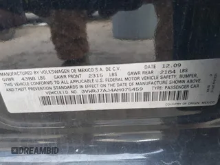 2010 Volkswagen Jetta Wolfsburg Edition with VIN 3VWRJ7AJ4AM075459, listed as a IAAI auction lot 41047857 with 131,871 mi miles and . Bid and sale history available at DreamBid. Image 9.