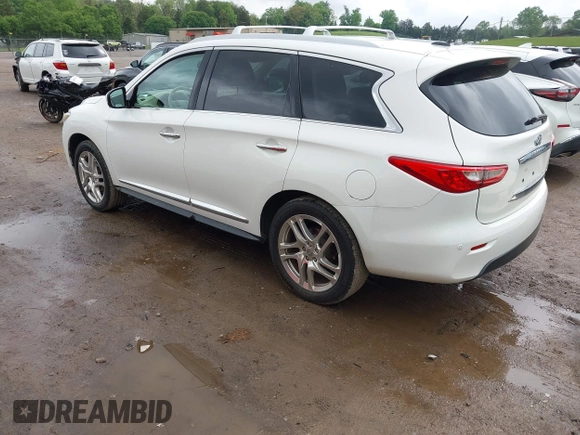 2013 Infiniti JX35 with VIN 5N1AL0MM2DC330361, listed as a IAAI auction lot 42072538 with 183,624 mi miles. Bid and sale history available at carsss.com. Image 3.