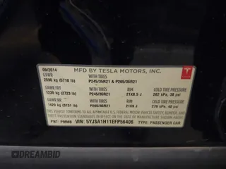 2014 Tesla Model S 60 with VIN 5YJSA1H11EFP56406, listed as a IAAI auction lot 42065157 with Not Provided miles and . Bid and sale history available at DreamBid. Image 9.