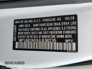 2018 Porsche Macan S with VIN WP1AB2A59JLB38235, listed as a Copart auction lot 56897325 with 49,657 mi miles and Clean title. Bid and sale history available at DreamBid. Image 13.