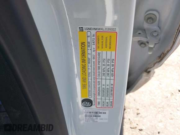 2020 Chevrolet Traverse High Country with VIN 1GNEVNKWXLJ135322, listed as a IAAI auction lot 42042466 with 105,748 mi miles and . Bid and sale history available at DreamBid. Image 9.
