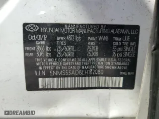 2020 Hyundai Santa Fe Limited with VIN 5NMS53AD8LH182080, listed as a Copart auction lot 50039905 with 135,943 mi miles and Clean Title. Bid and sale history available at carsss.com. Image 13.