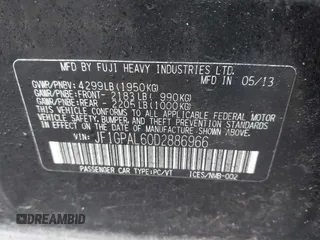 2013 Subaru Impreza Special Sports Premium с VIN JF1GPAL60D2886966, выставлен на аукционе IAAI как лот 42515202 с пробегом 129 305 миль миль и . История ставок и продаж доступна на DreamBid. Изображение 9.