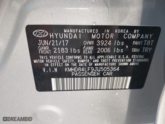 2018 Hyundai Elantra Value Edition with VIN KMHD84LF9JU505364, listed as a IAAI auction lot 40681923 with 42,132 mi miles. Bid and sale history available at carsss.com. Image 9.