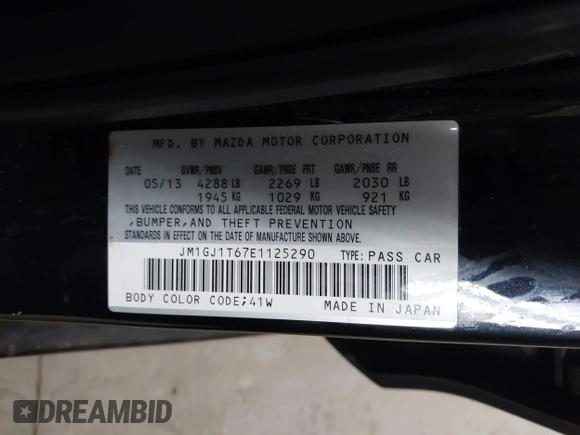 2014 Mazda Mazda6 i Touring with VIN JM1GJ1T67E1125290, listed as a IAAI auction lot 42041112 with 114,875 mi miles. Bid and sale history available at carsss.com. Image 9.
