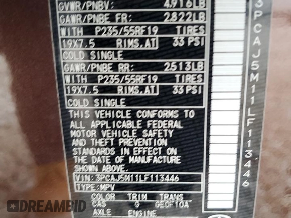 2020 Infiniti QX50 Luxe с VIN 3PCAJ5M11LF113446, выставлен на аукционе Copart как лот 39453573 с пробегом 22 141 миль миль и . История ставок и продаж доступна на DreamBid. Изображение 16.
